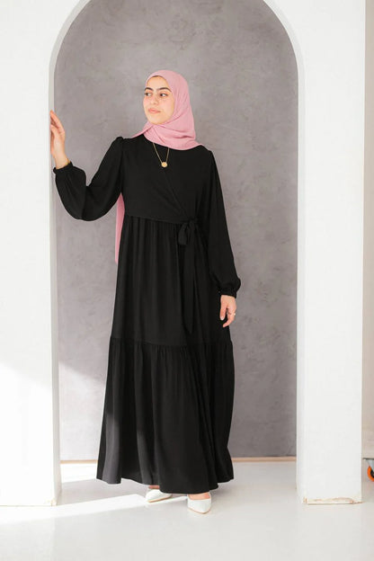 Tia Crepe Dress with Waist Tie