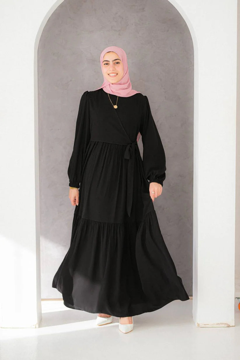 Tia Crepe Dress with Waist Tie