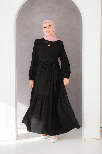 Tia Crepe Dress with Waist Tie