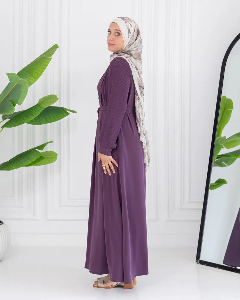 Perla Pleated-Sleeve Dress