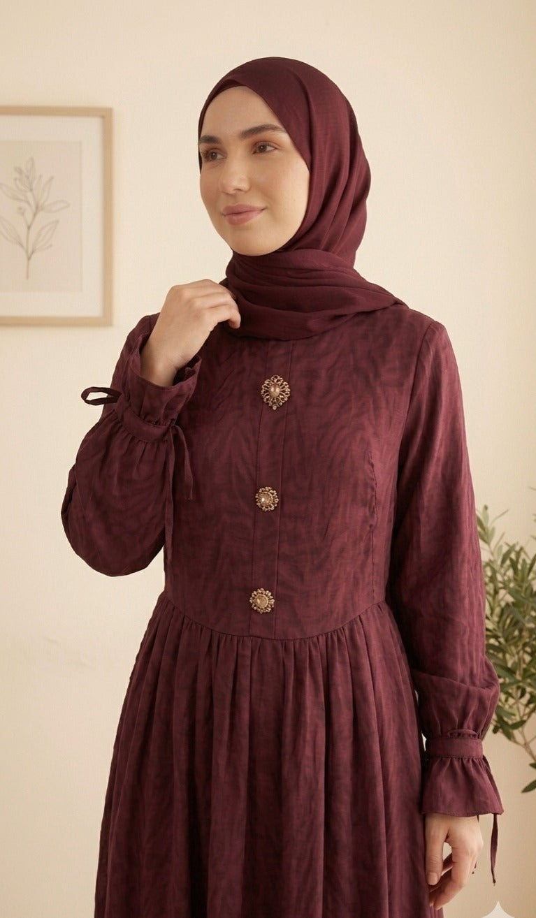 Moug Jacquard Dress-dark red