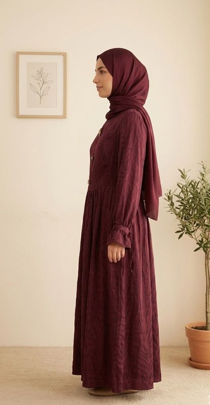 Moug Jacquard Dress-dark red