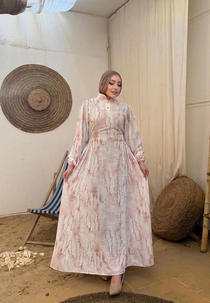 Shams Dress With Belt - Pink