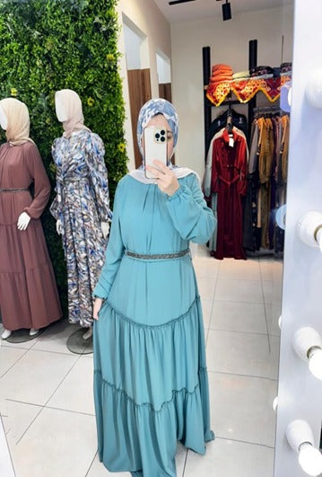 Lined Chiffon Dress-Mint
