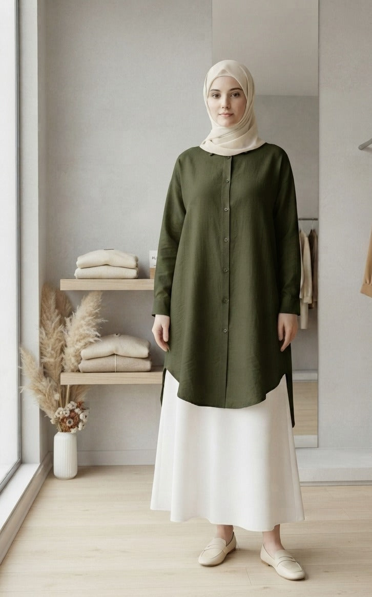 Lilia Long Button-Down Shirt