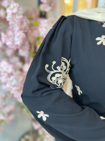 Opal Embroidered Chiffon Dress Black