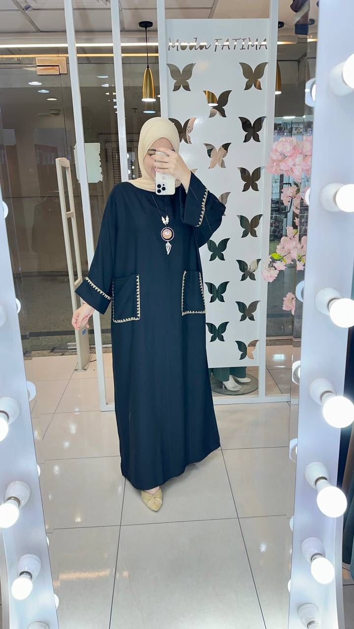 Linen Dress Oversized Black