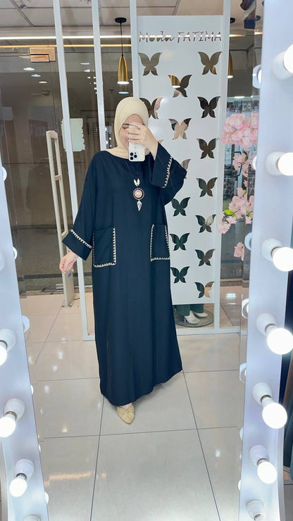 Linen Dress Oversized Black