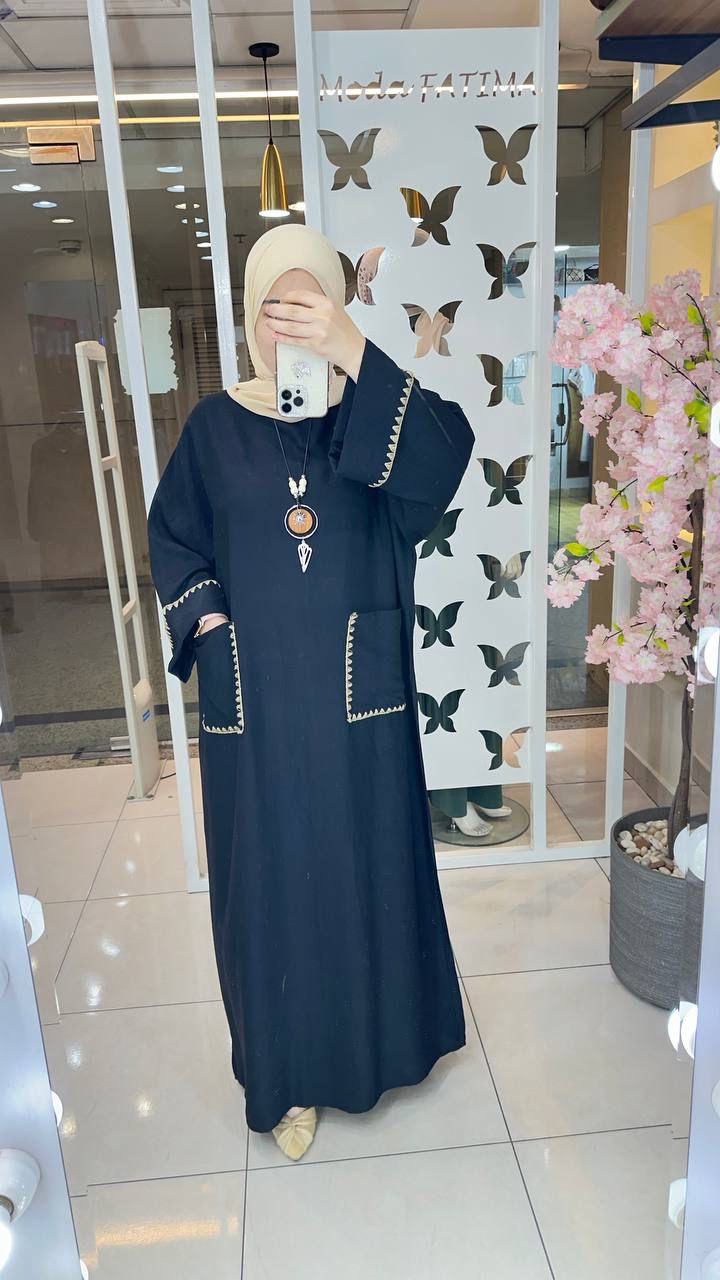 Linen Dress Oversized Black