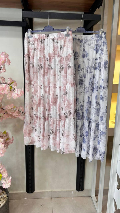 Lined Printed Chiffon Skirt