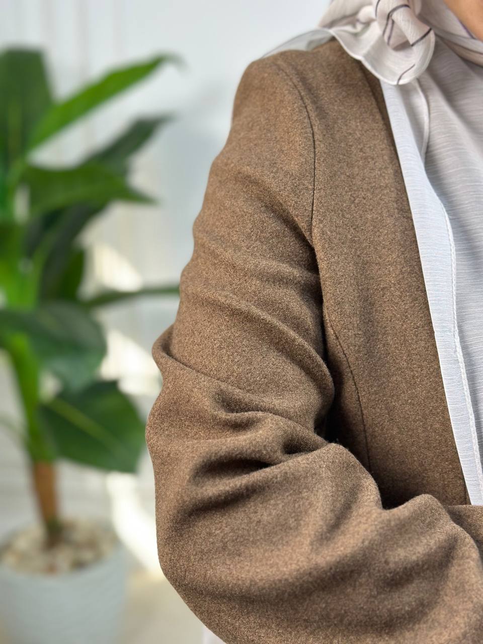 Buttoned Wool Dress - Brown