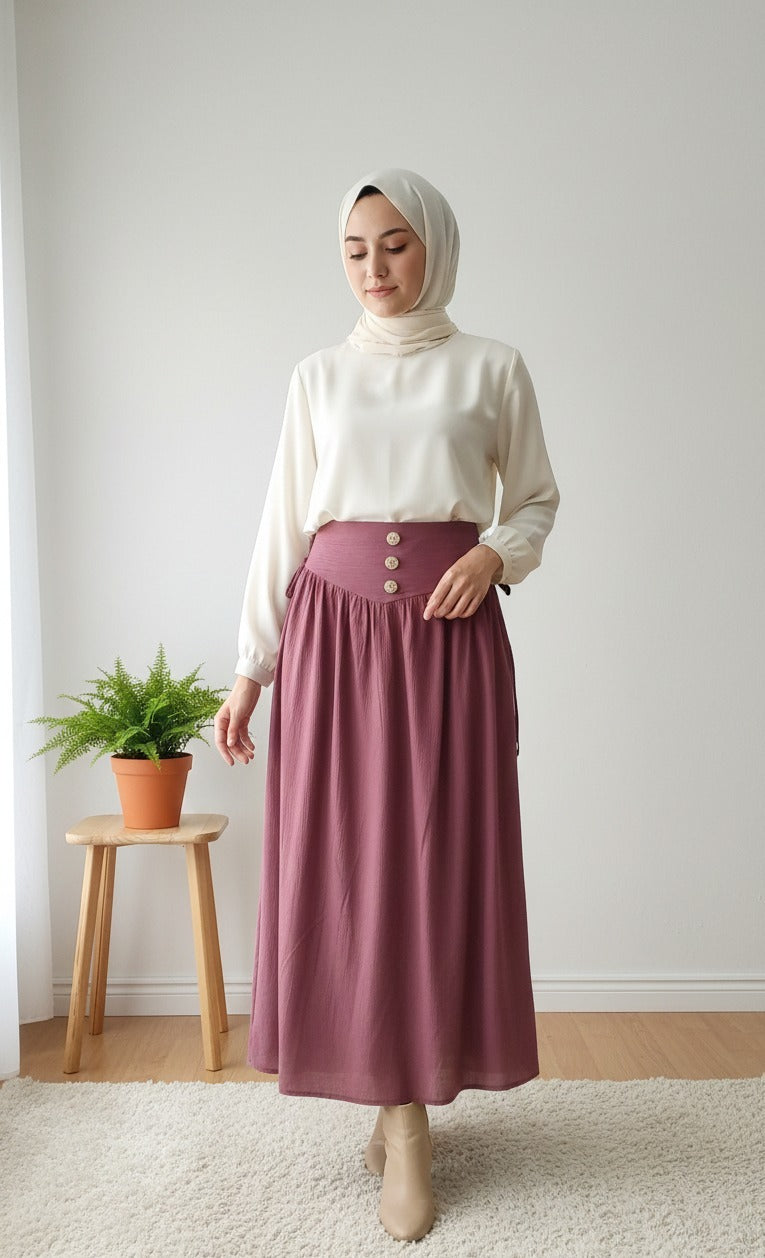 Voile skirt with button - dark red