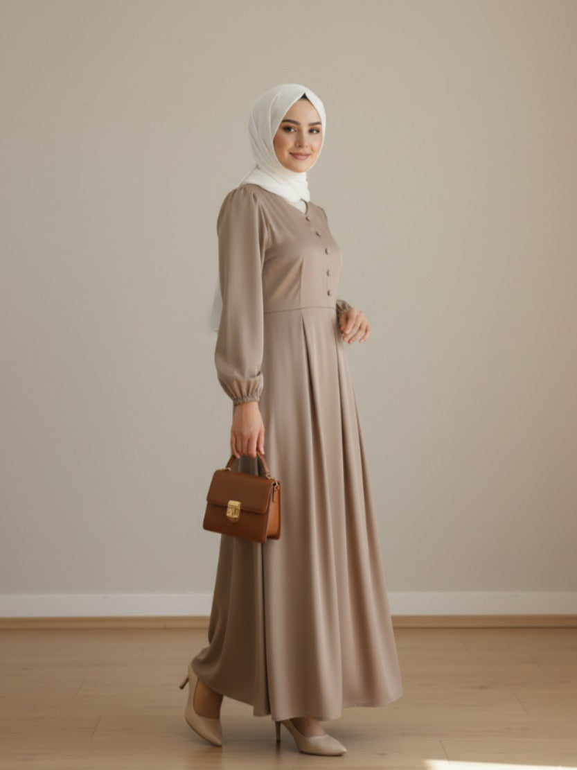 Bali Satin Dress - Light Browen