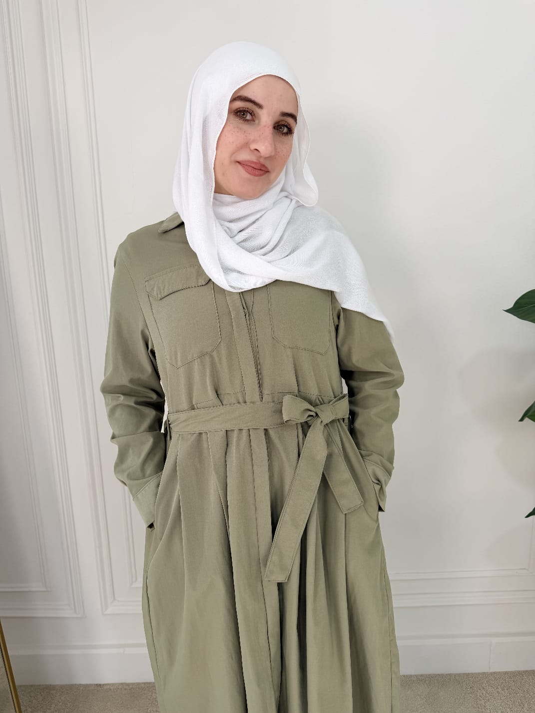 LaRose Longline Belted Shir-Olive