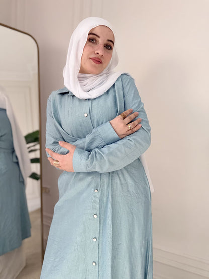 Lucinda Longline Belted Shirt - Turquoise
