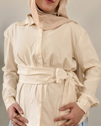 Randa Poplin Wrap Shirt -Begie