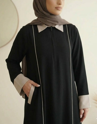 Amalia Abaya - Black & Beige