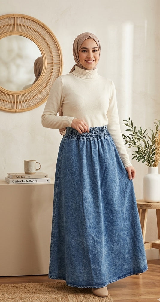 Viola Dark  Denim Skirt