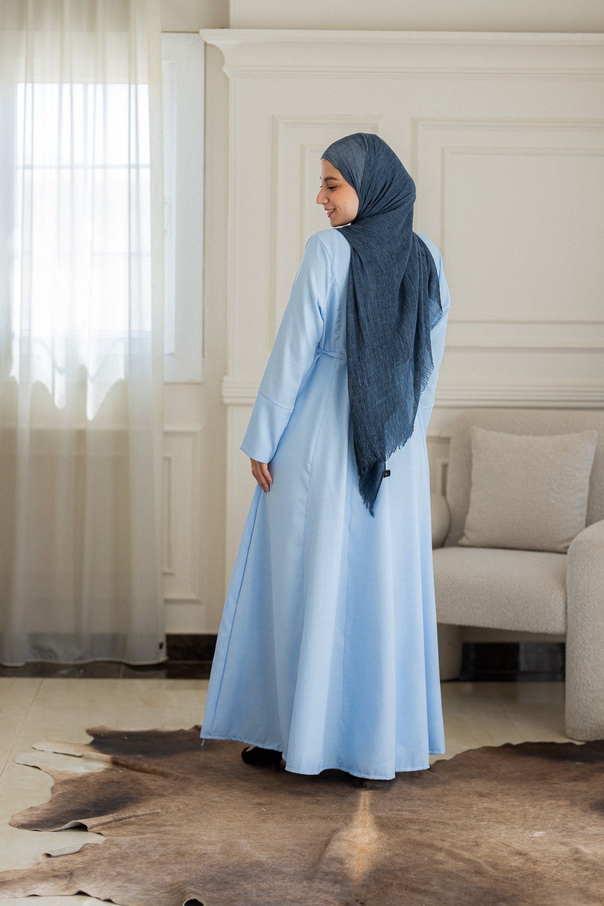 Rouh linen dress Light Blue – Hijab Elmas