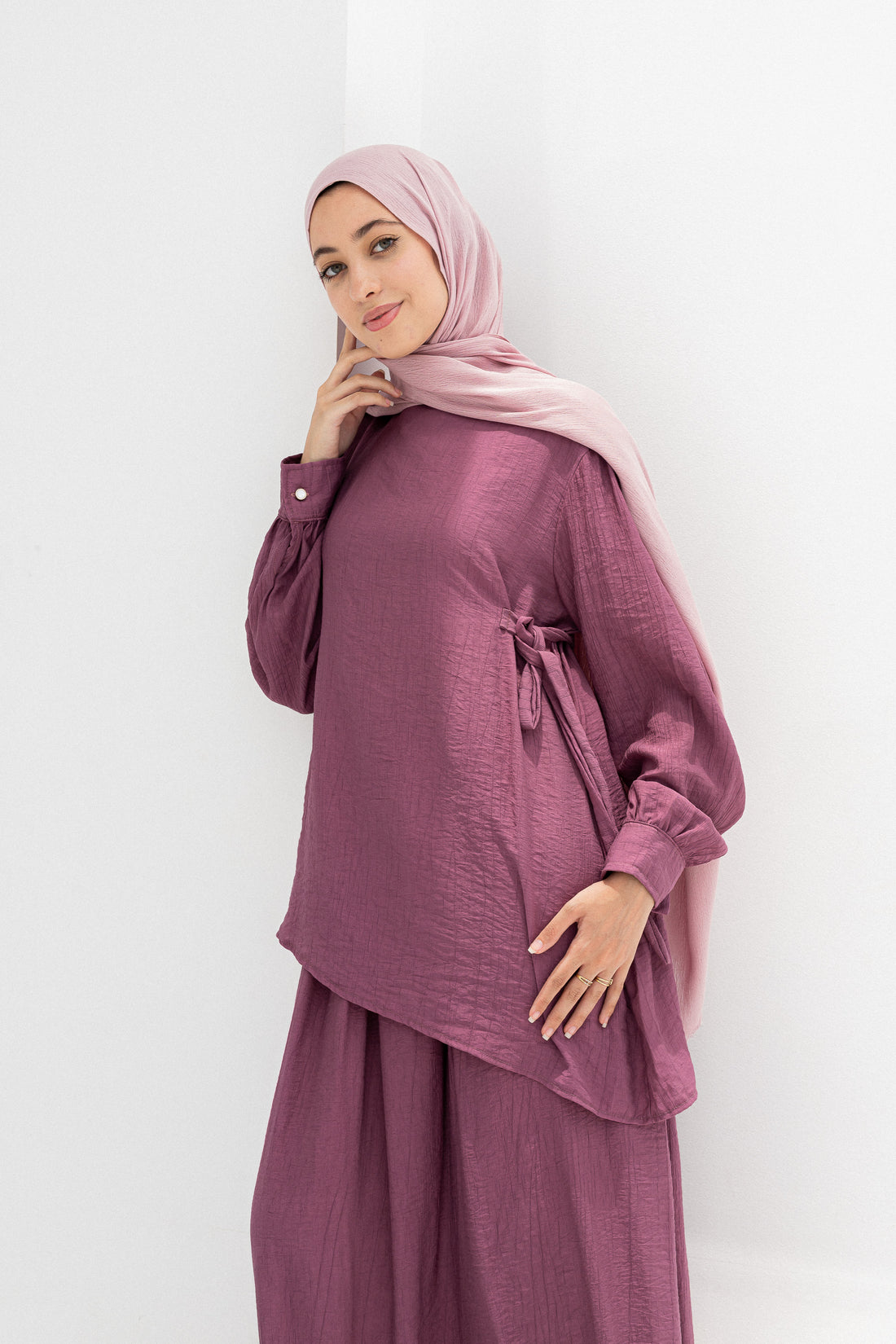 Cila 2-Piece Suit (Blouse & Skirt)-Purple