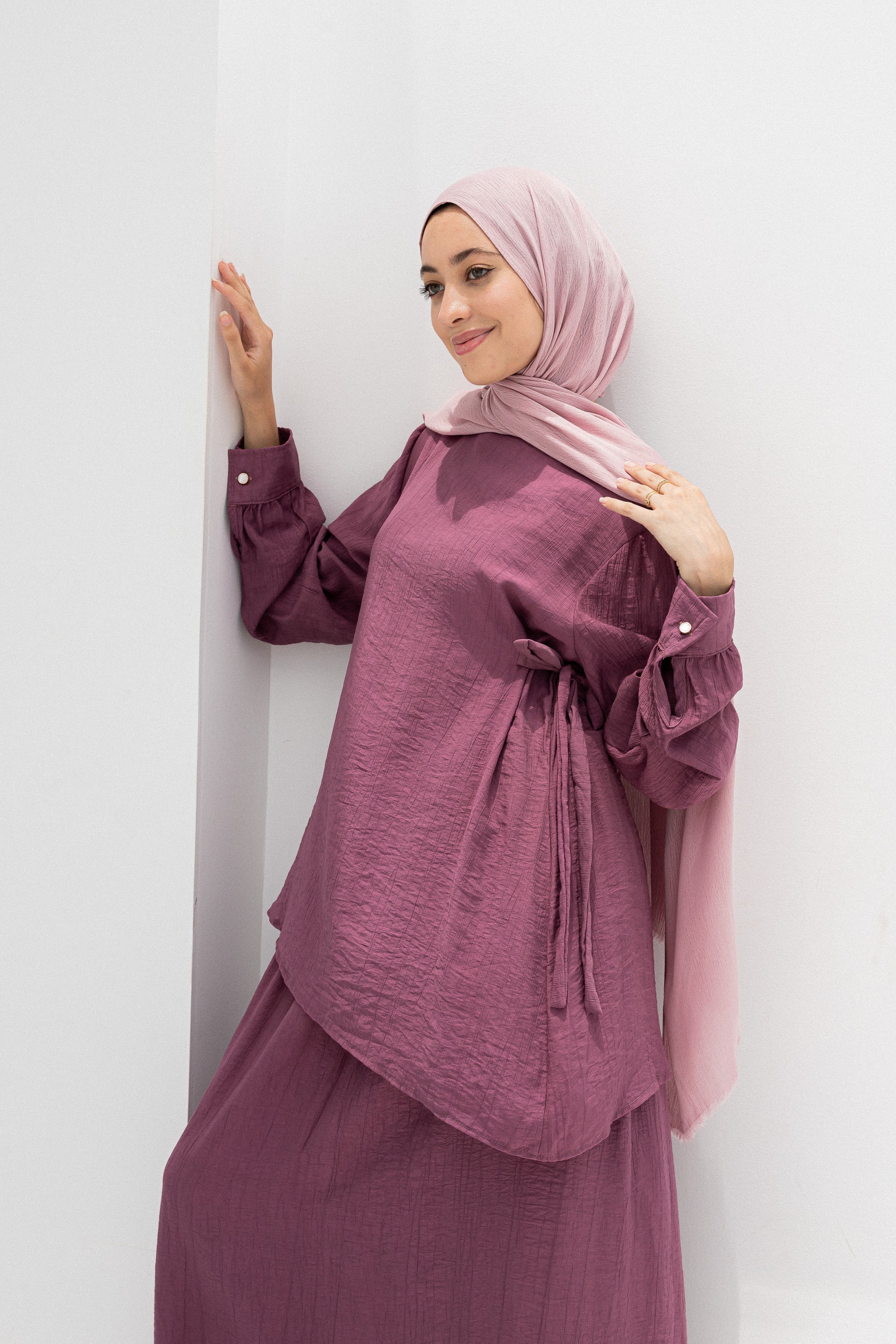 Cila 2-Piece Suit (Blouse & Skirt)-Purple
