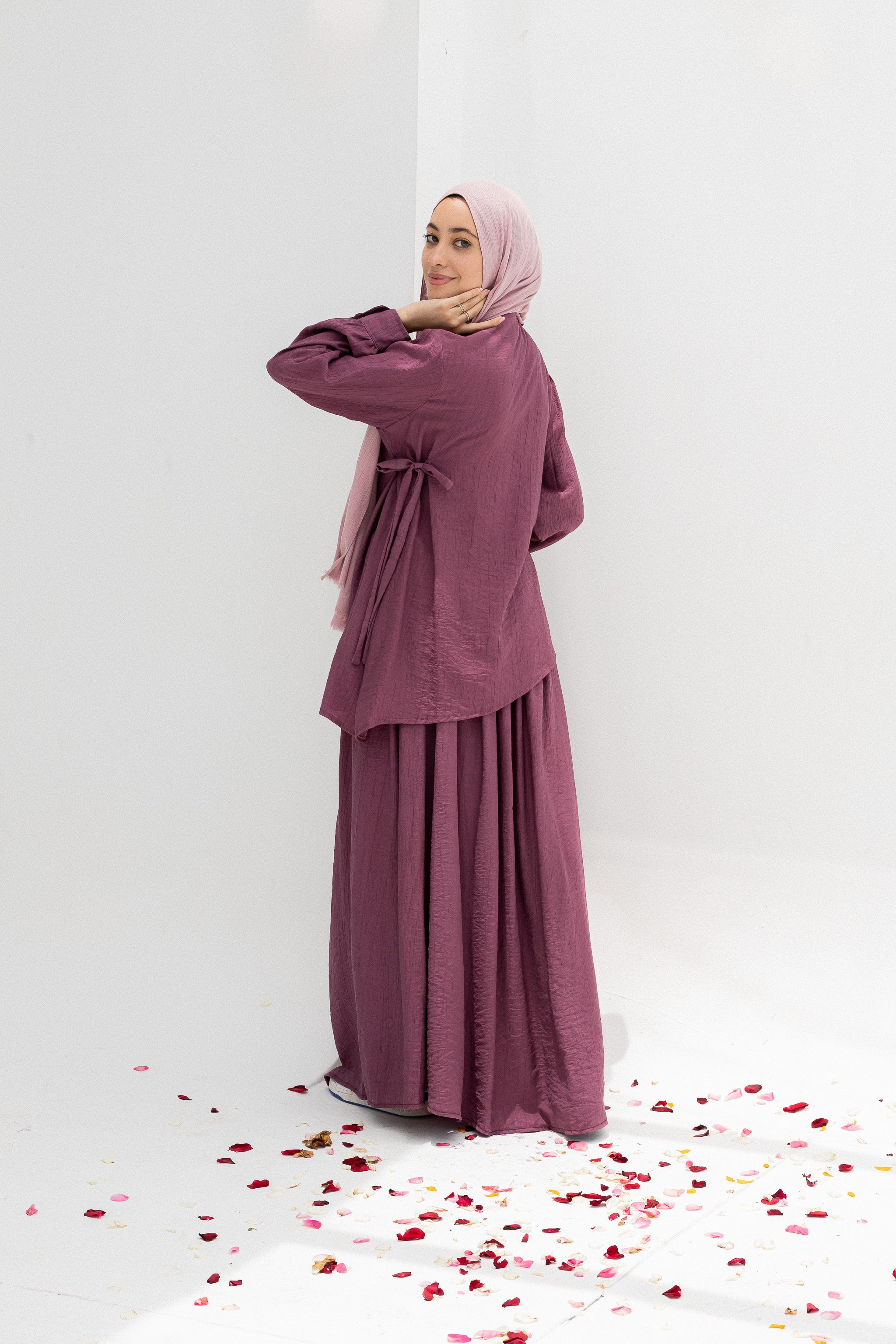 Cila 2-Piece Suit (Blouse & Skirt)-Purple