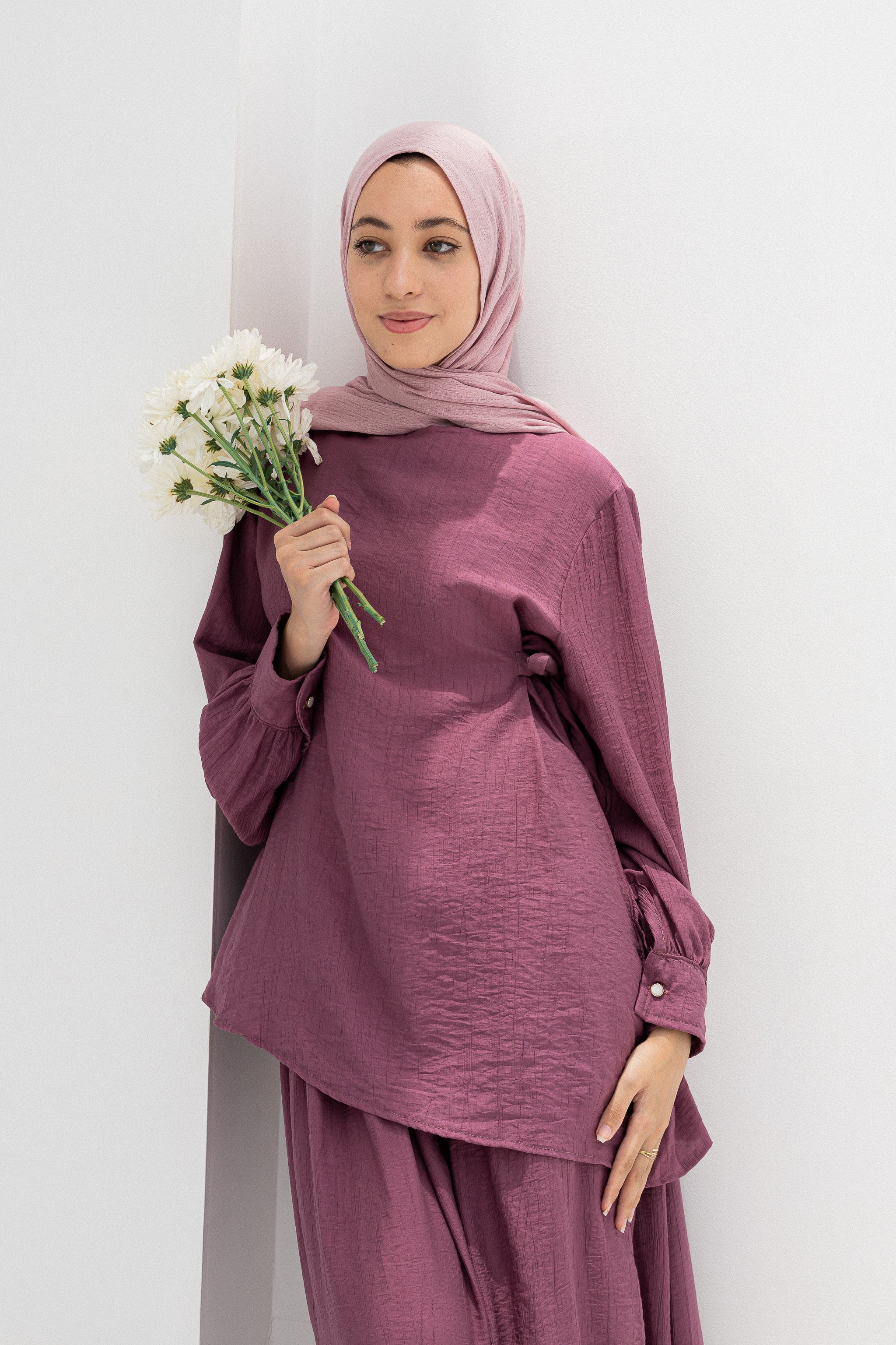 Cila 2-Piece Suit (Blouse & Skirt)-Purple