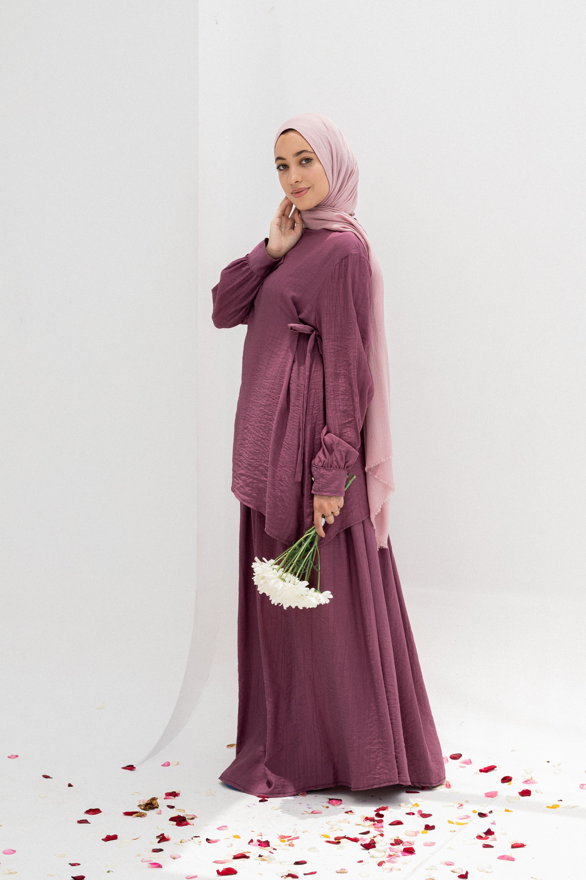 Cila 2-Piece Suit (Blouse & Skirt)-Purple