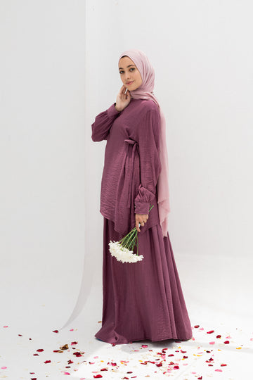 Cila 2-Piece Suit (Blouse & Skirt)-Purple