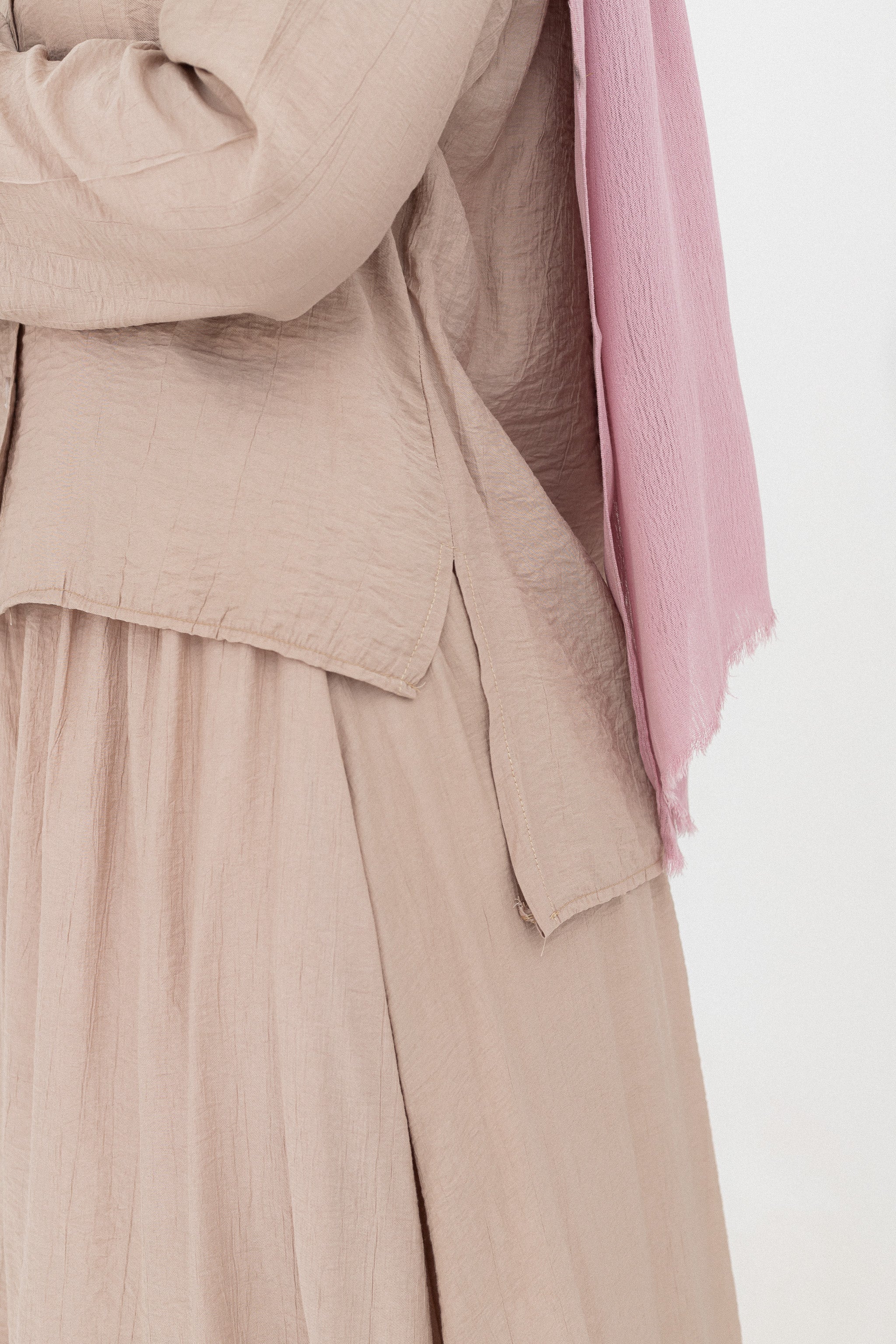 Mira 2-Piece Suit (Button-Down Shirt & Skirt)-Begie