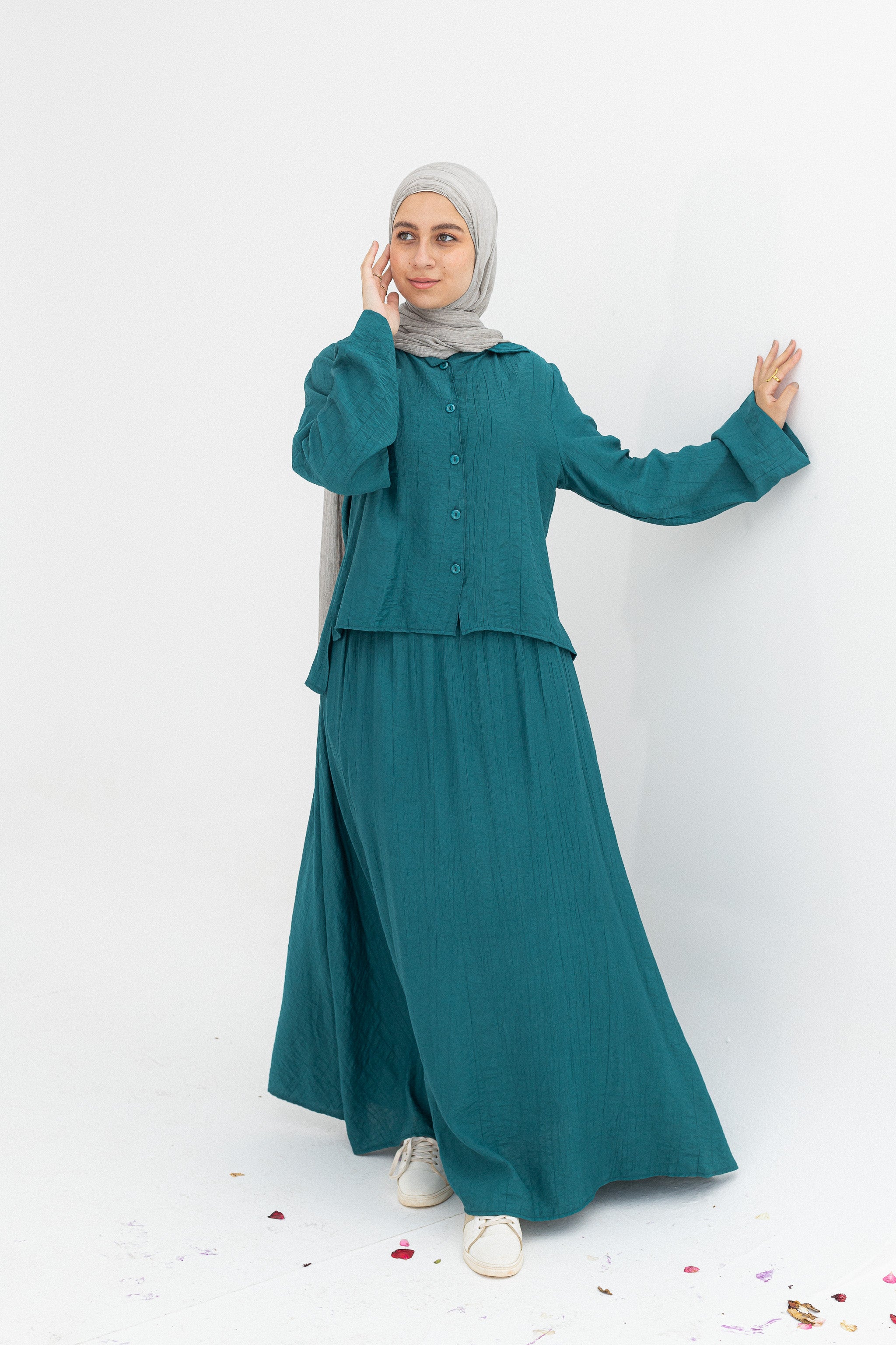 Mira 2-Piece Suit (Button-Down Shirt & Skirt)-Genzary