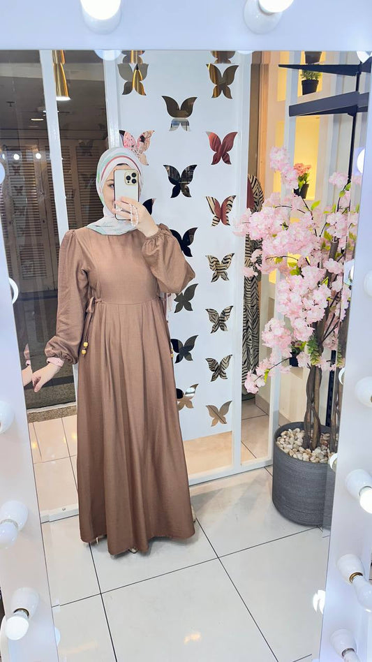 Dress linen Brown 25295