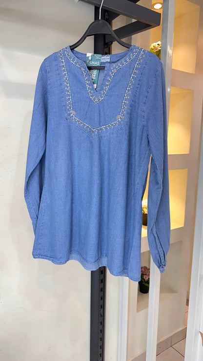 Denim Blouse Embroidered