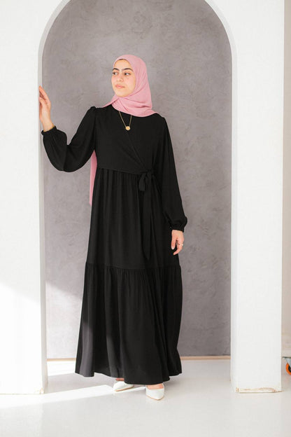 Elegant Crepe Dress With Tie