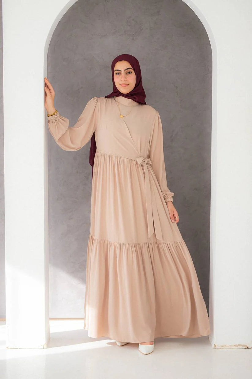 Tia Crepe Dress with Waist Tie